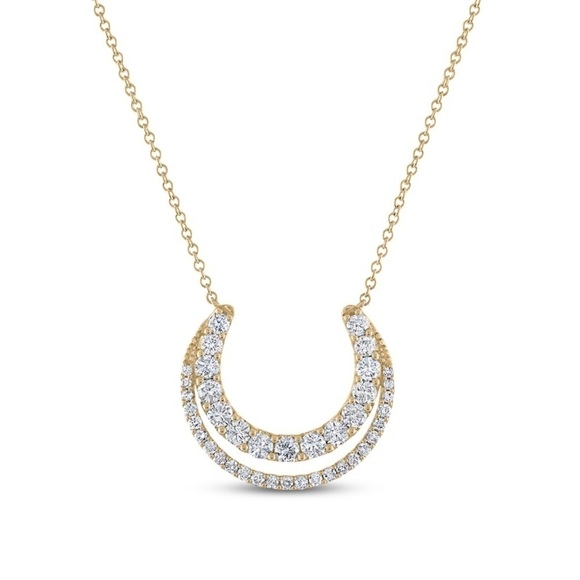Jewelry - J001. Diamond Necklace 1/2 ct tw Round 10K Yellow Gold w/18” Adj. Cable Chain